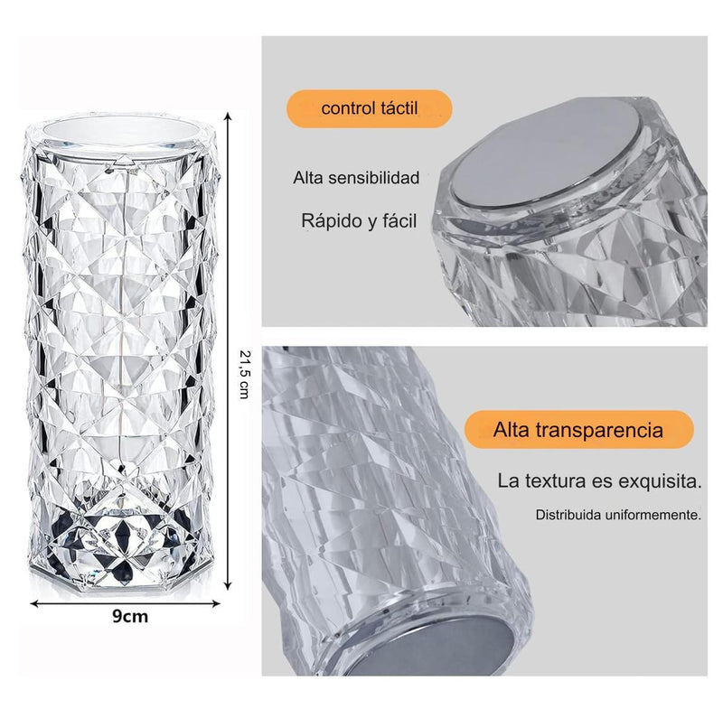 Lampara LED De Mesa Táctil RGB Cristal